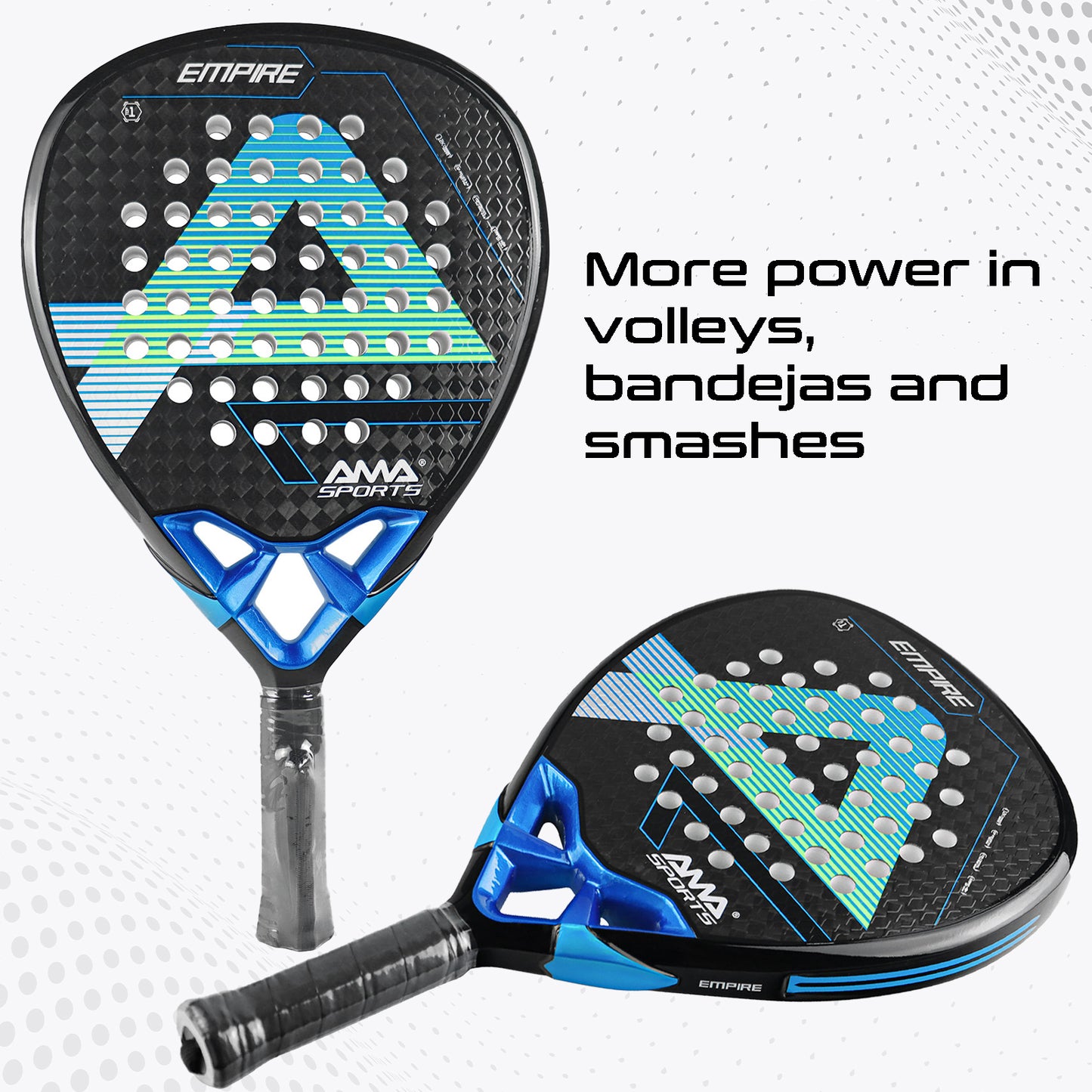 AMA Sport P90 Empire Padel Racket 12K Carbon Diamond Shape Blue