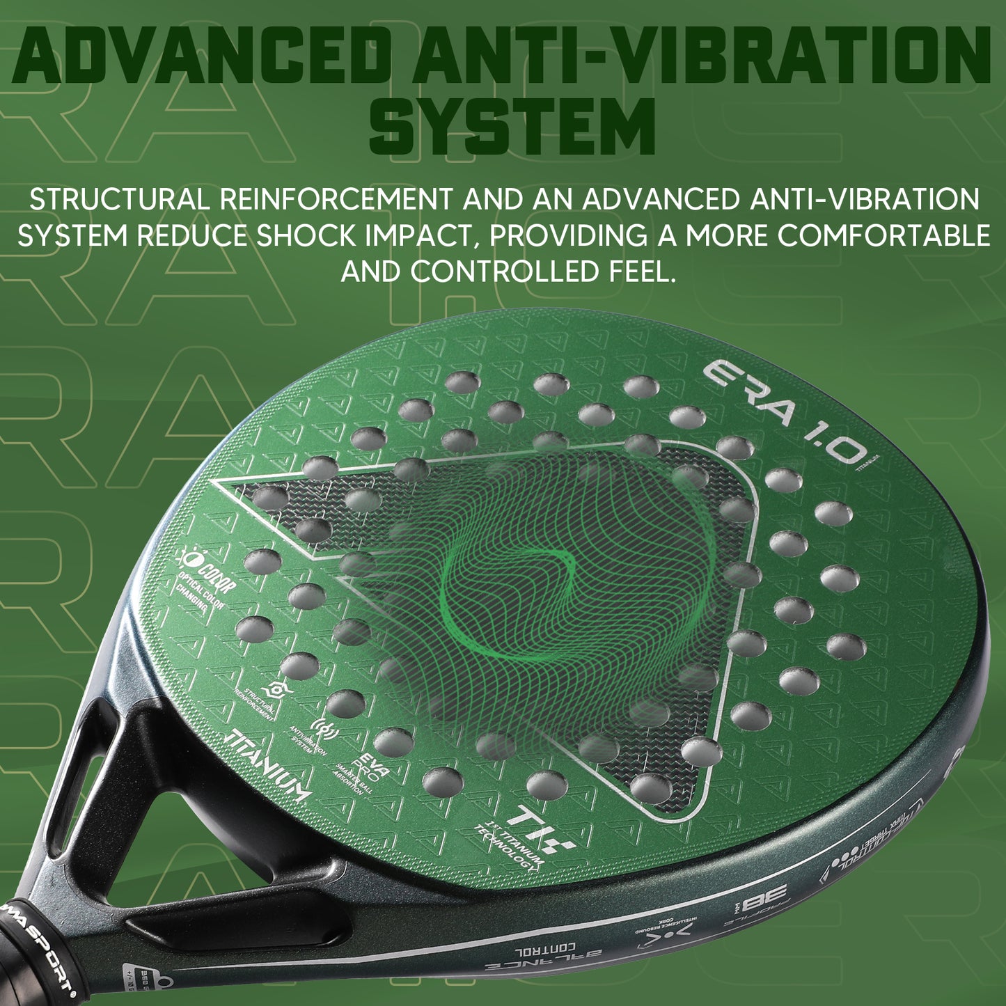 AMA Sport ERA 1.0 Titanium Green Padel Racket Carbon Diamond Shape