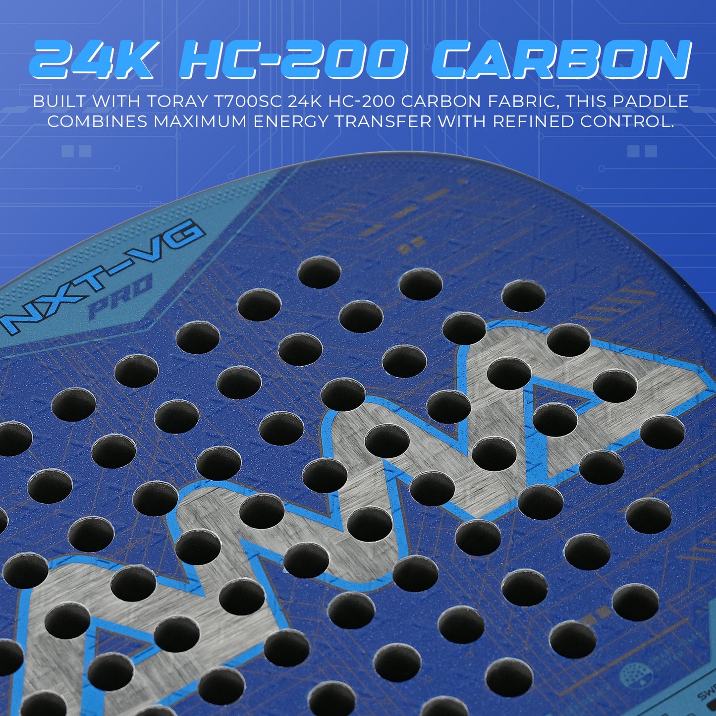 AMA Sport NXT-VG Pro Padel Racket 24K Carbon Diamond Shape Blue