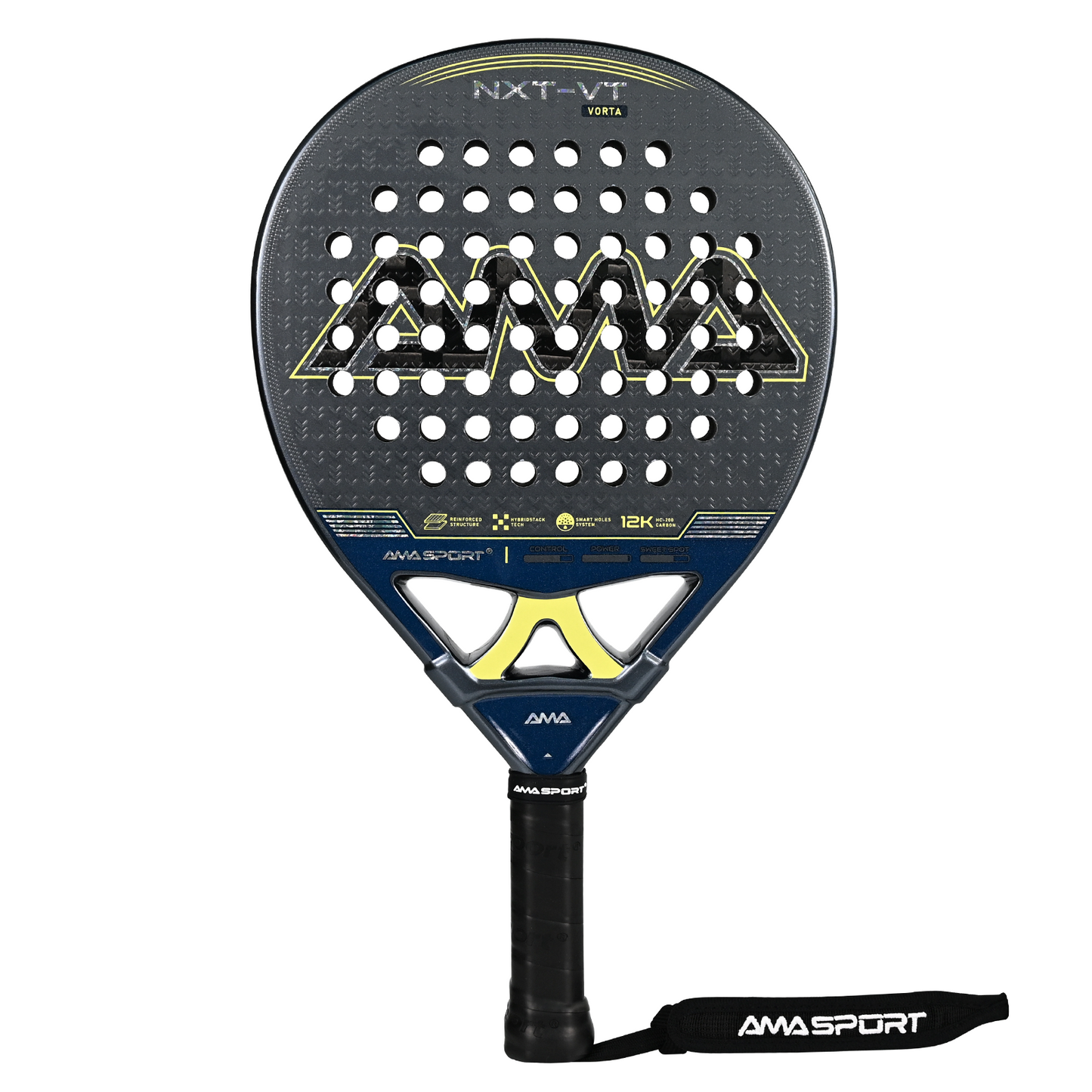 AMA Sport NXT-VT VORTA Padel Racket 12K Carbon Round Shape Black