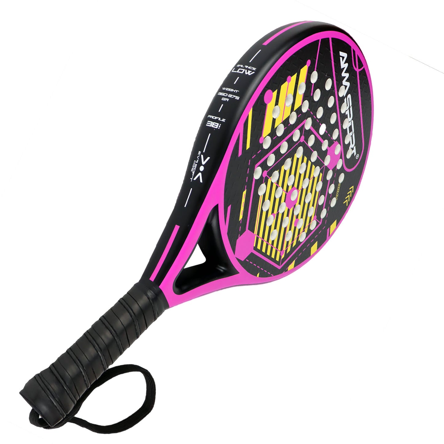 AMA Sport P46 Padel Racket 100% Carbon Round Shape Pink