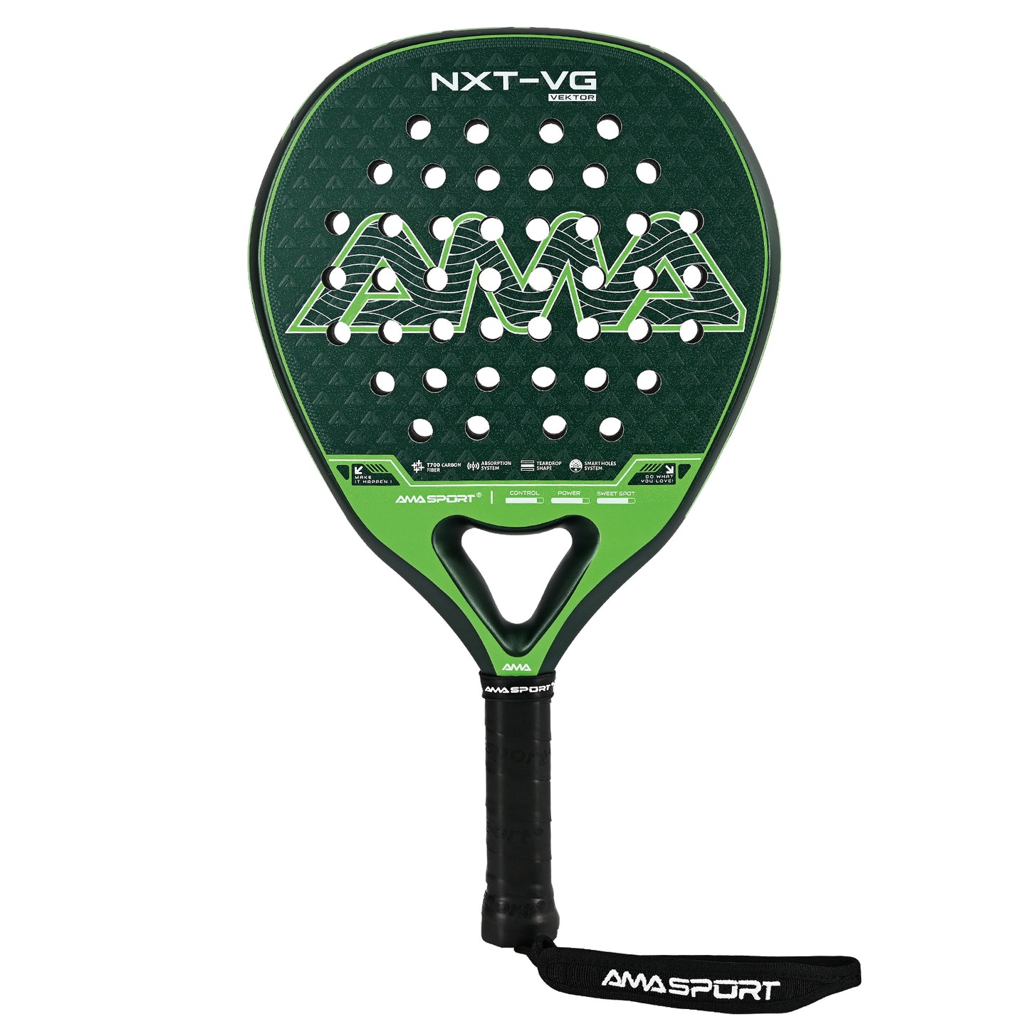 AMA Sport NXT-VG VEKTOR Padel Racket T700 Carbon Teardrop Shape Green
