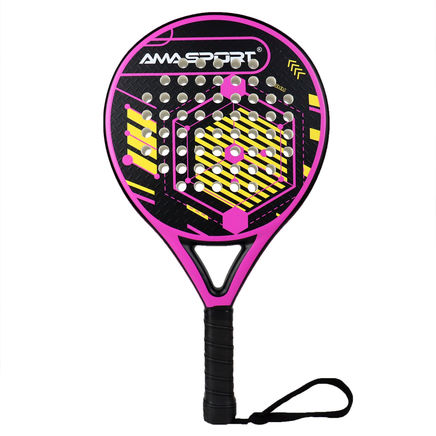 AMA Sport P46 Padel Racket 100% Carbon Round Shape Pink