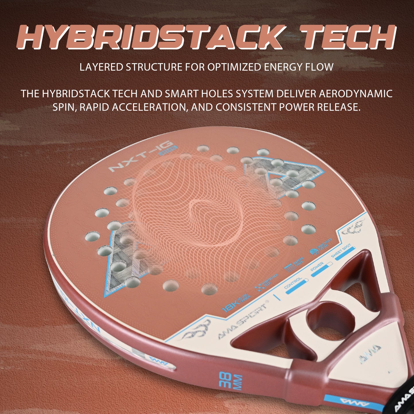 AMA Sport NXT-IG IGNIS Padel Racket 18K Carbon Diamond Shape Rose Gold