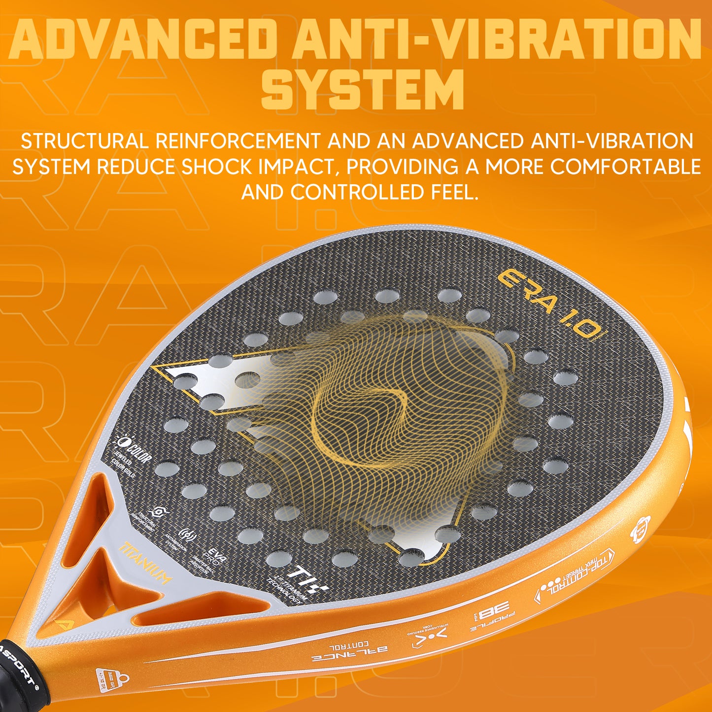 AMA Sport ERA 1.0 Titanium Gold Padel Racket Carbon Diamond Shape