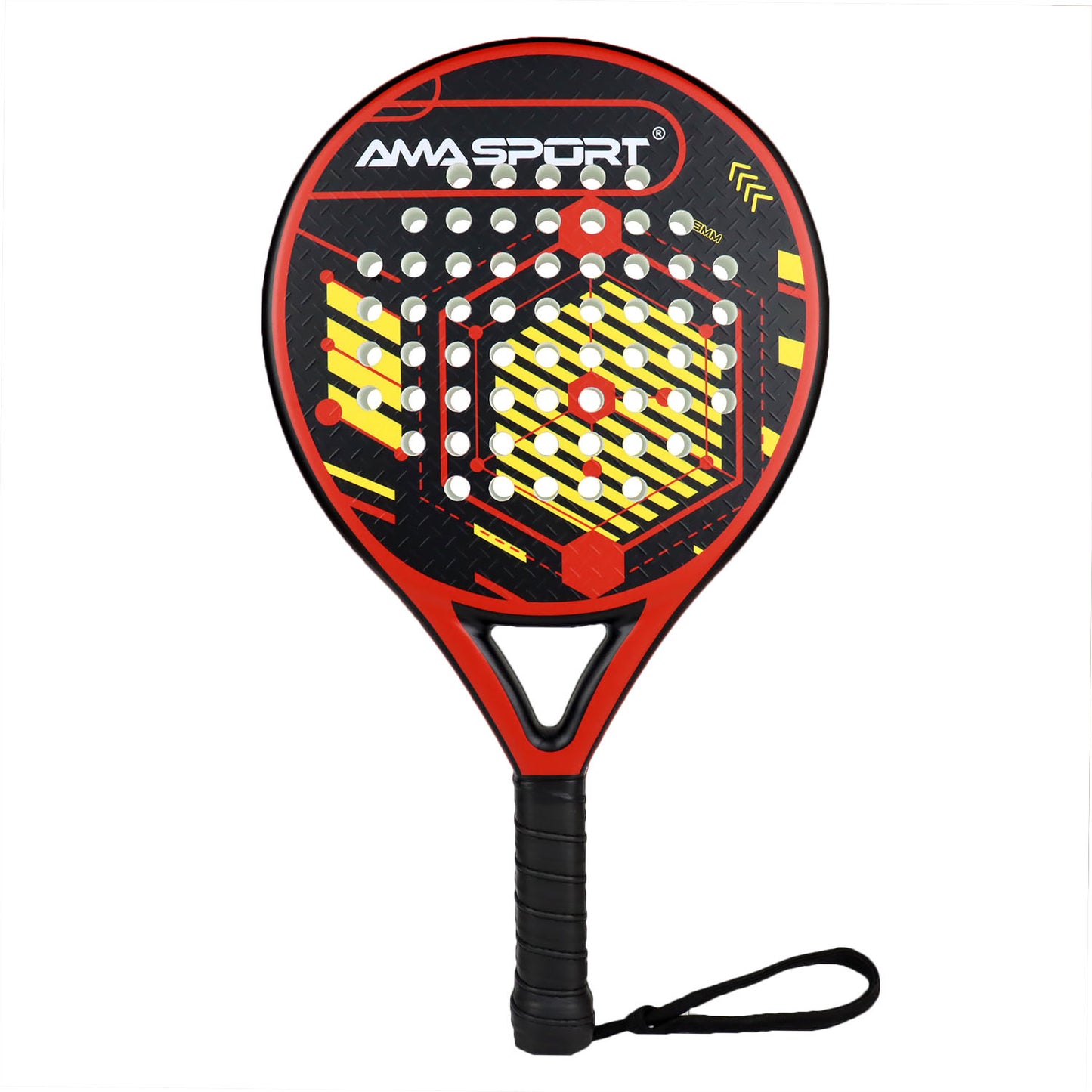 AMA Sport P46 Padel Racket 100% Carbon Round Shape Red
