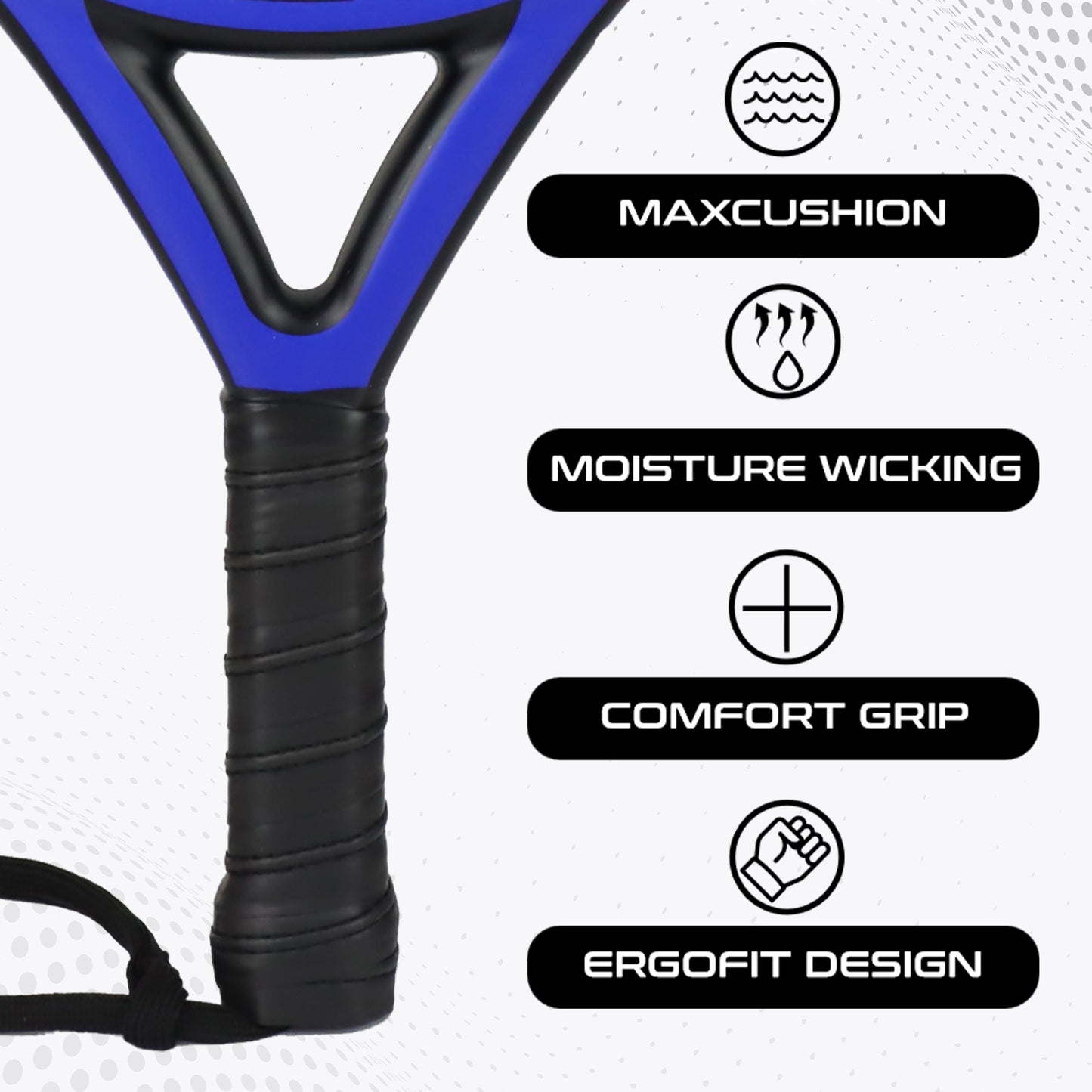 AMA Sport P46 Padel Racket 100% Carbon Round Shape Blue