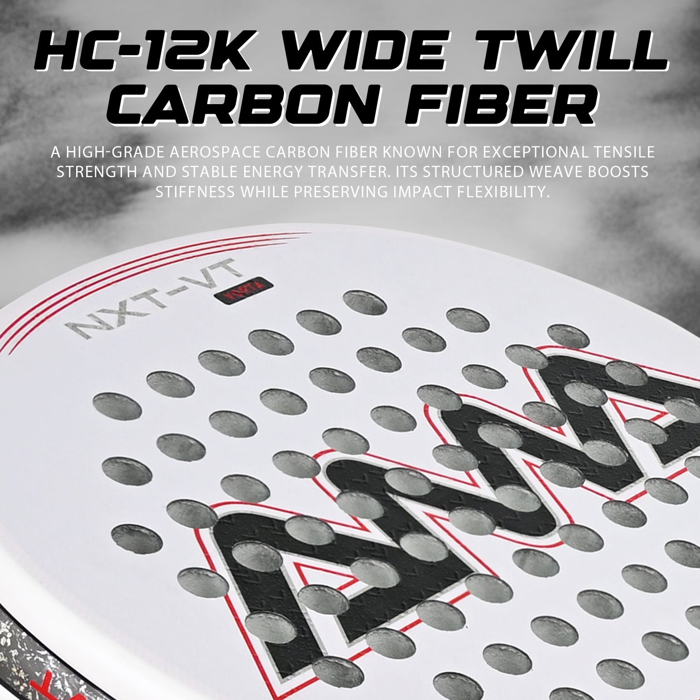 AMA Sport NXT-VT VORTA Padel Racket 12K Carbon Round Shape White