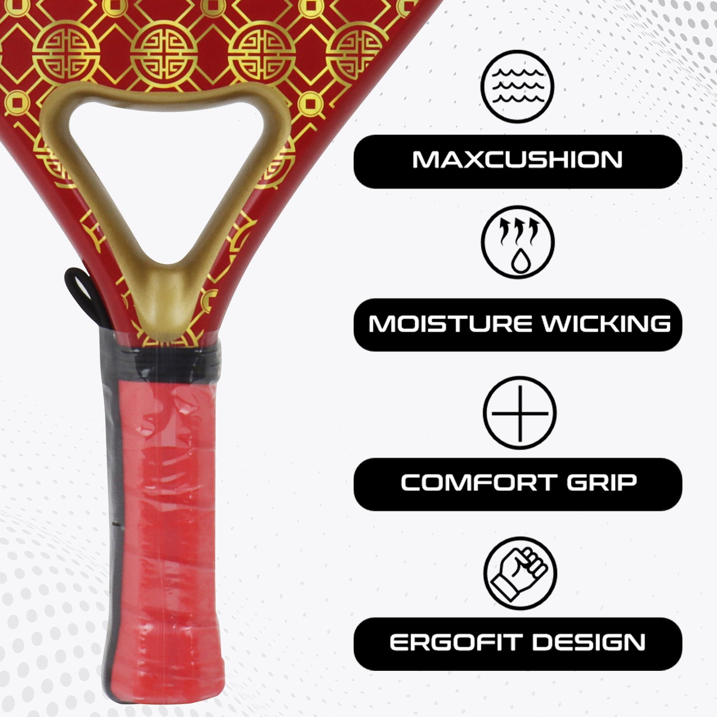 AMA Sport P40 Padel Racket 100% Carbon Round Shape Red