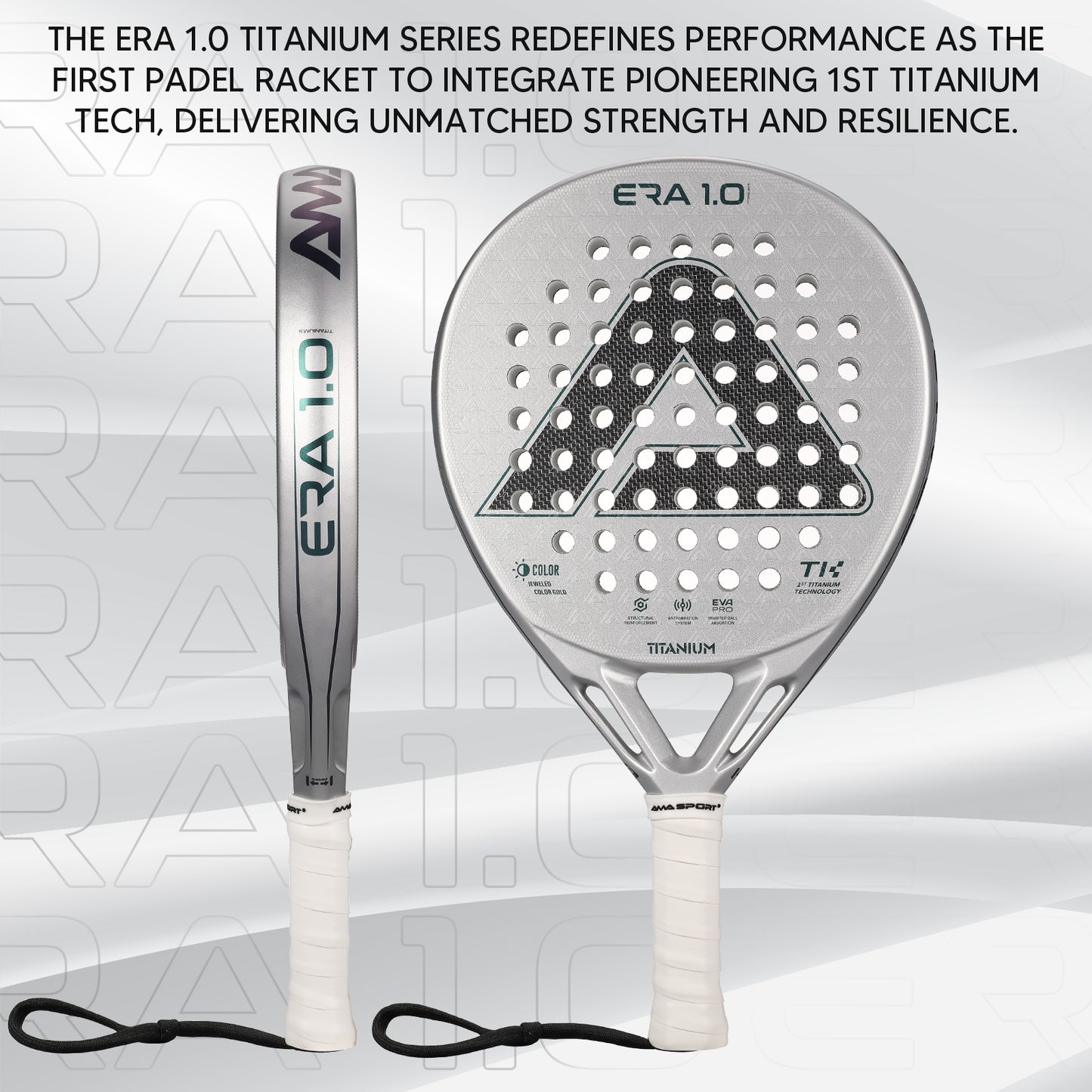 AMA Sport ERA 1.0 Titanium Silver Padel Racket Carbon Diamond Shape