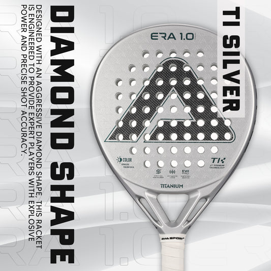 AMA Sport ERA 1.0 Titanium Silver Padel Racket Carbon Diamond Shape