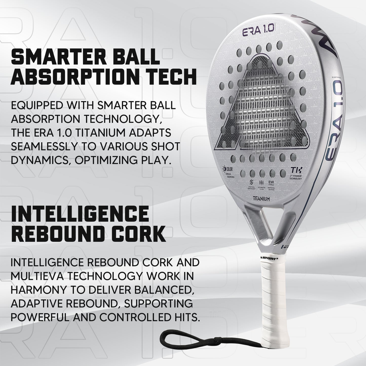 AMA Sport ERA 1.0 Titanium Silver Padel Racket Carbon Diamond Shape