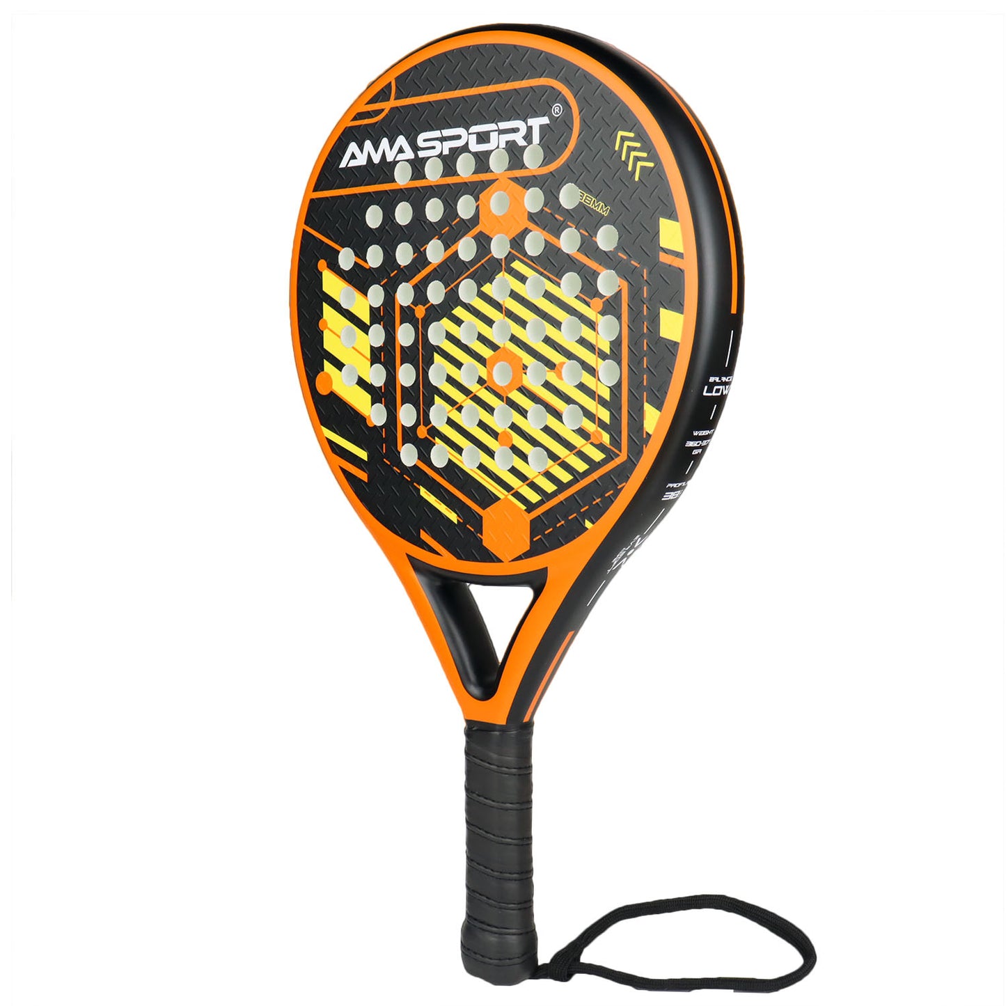 AMA Sport P46 Padel Racket 100% Carbon Round Shape Orange