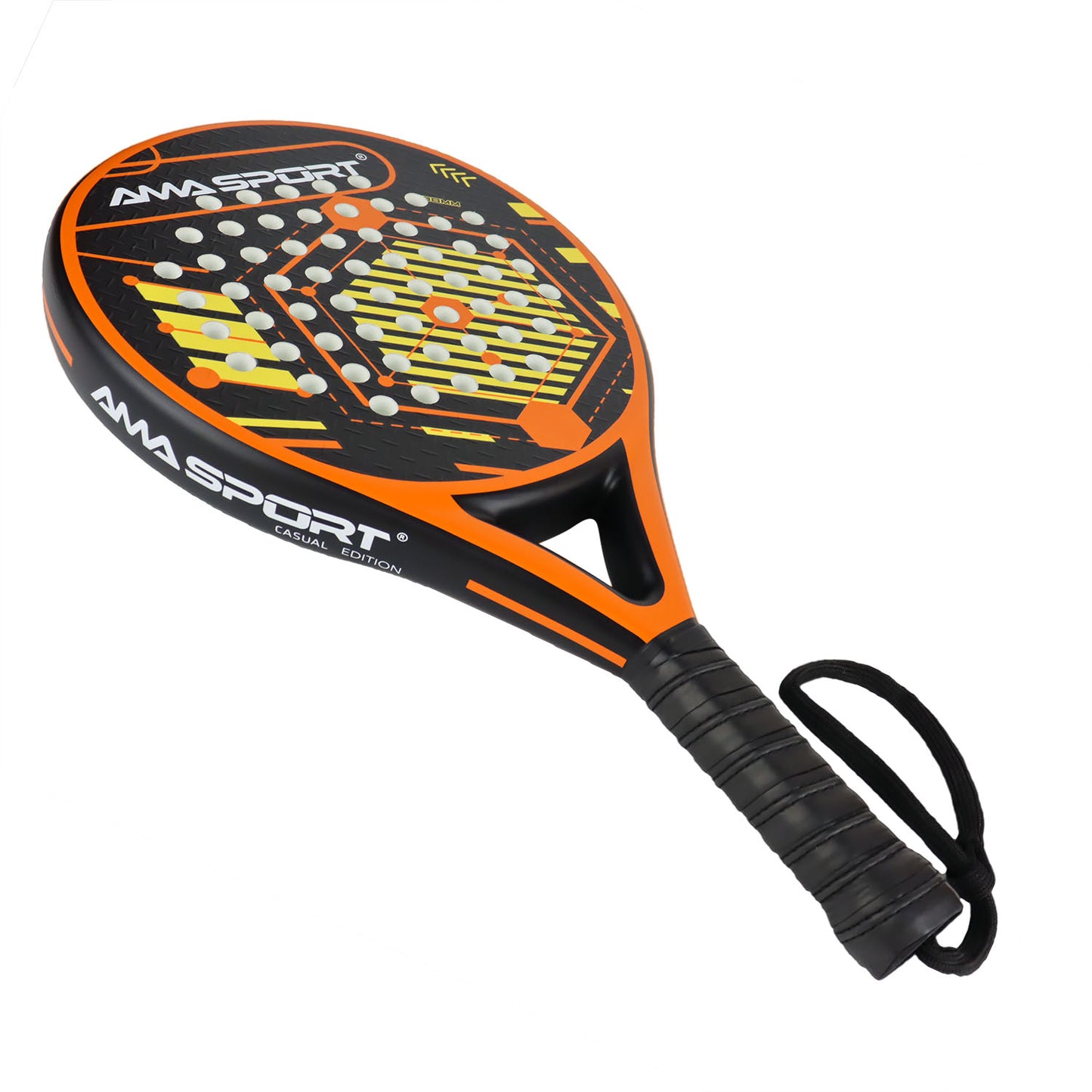 AMA Sport P46 Padel Racket 100% Carbon Round Shape Orange