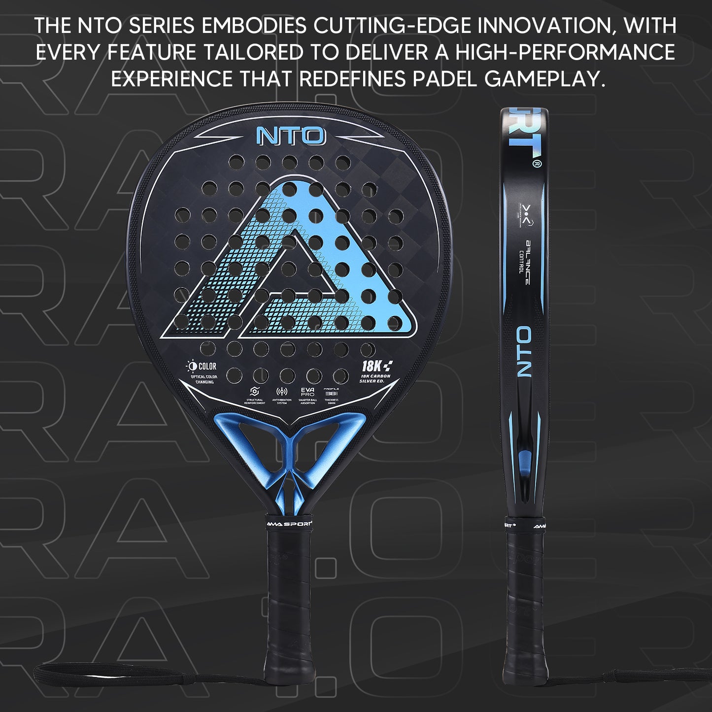 AMA Sport NTO JP89 Padel Racket 18K Carbon Diamond Shape Blue
